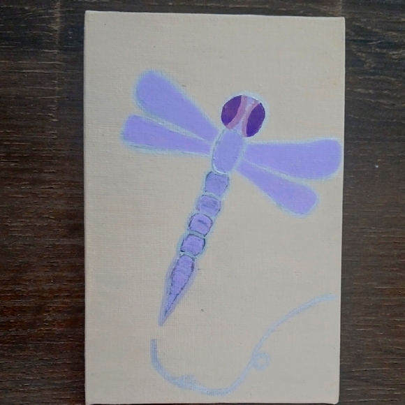 Purple Dragonfly Canvas Art 4"x6" - Picture 1 of 1